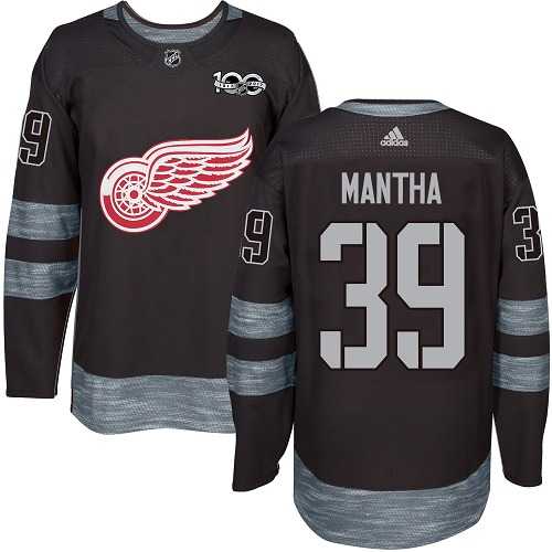 Men's Adidas Detroit Red Wings #39 Anthony Mantha Black 1917-2017 100th Anniversary Stitched NHL Jersey