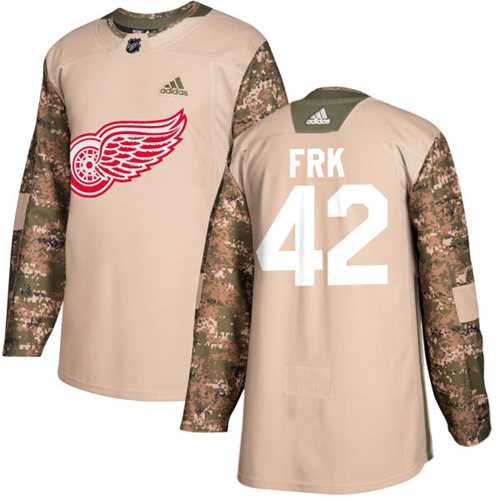 Men's Adidas Detroit Red Wings #42 Martin Frk Camo Authentic 2017 Veterans Day Stitched NHL Jersey