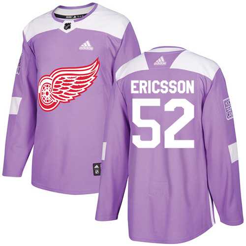 Men's Adidas Detroit Red Wings #52 Jonathan Ericsson Purple Authentic Fights Cancer Stitched NHL
