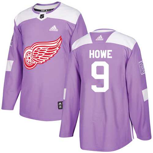 Men's Adidas Detroit Red Wings #9 Gordie Howe Purple Authentic Fights Cancer Stitched NHL