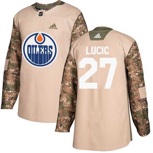 Men's Adidas Edmonton Oilers #27 Milan Lucic Camo Authentic 2017 Veterans Day Stitched NHL Jersey