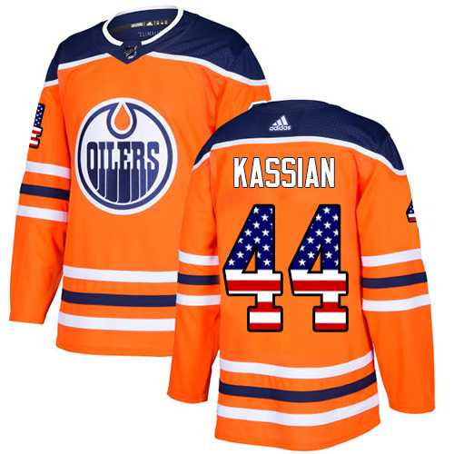 Men's Adidas Edmonton Oilers #44 Zack Kassian Orange Home Authentic USA Flag Stitched NHL Jersey