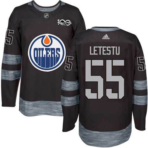 Men's Adidas Edmonton Oilers #55 Mark Letestu Black 1917-2017 100th Anniversary Stitched NHL Jersey