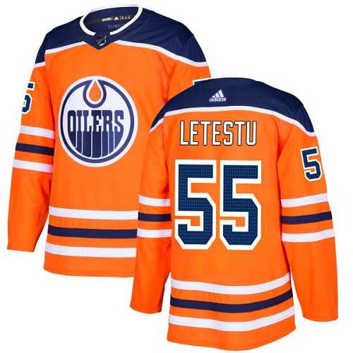 Men's Adidas Edmonton Oilers #55 Mark Letestu Orange Home Authentic Stitched NHL Jersey