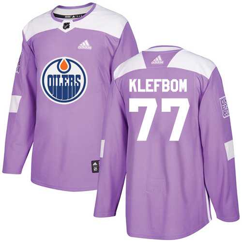 Men's Adidas Edmonton Oilers #77 Oscar Klefbom Purple Authentic Fights Cancer Stitched NHL