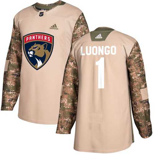 Men's Adidas Florida Panthers #1 Roberto Luongo Camo Authentic 2017 Veterans Day Stitched NHL Jersey