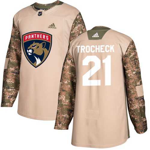 Men's Adidas Florida Panthers #21 Vincent Trocheck Camo Authentic 2017 Veterans Day Stitched NHL Jersey
