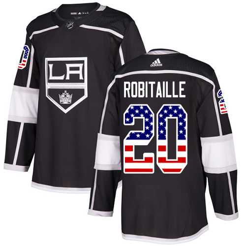 Men's Adidas Los Angeles Kings #20 Luc Robitaille Black Home Authentic USA Flag Stitched NHL Jersey
