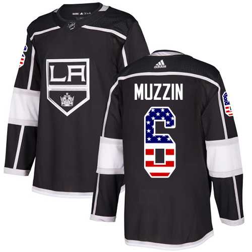 Men's Adidas Los Angeles Kings #6 Jake Muzzin Black Home Authentic USA Flag Stitched NHL Jersey