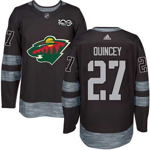 Men's Adidas Minnesota Wild #27 Kyle Quincey Black 1917-2017 100th Anniversary Stitched NHL Jersey