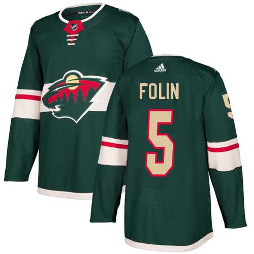 Men's Adidas Minnesota Wild #5 Christian Folin Green Home Authentic Stitched NHL Jersey