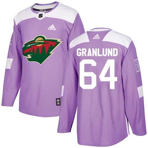 Men's Adidas Minnesota Wild #64 Mikael Granlund Purple Authentic Fights Cancer Stitched NHL