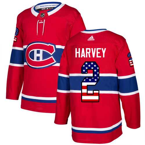 Men's Adidas Montreal Canadiens #2 Doug Harvey Red Home Authentic USA Flag Stitched NHL Jersey