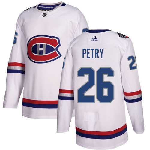 Men's Adidas Montreal Canadiens #26 Jeff Petry White Authentic 2017 100 Classic Stitched NHL Jersey