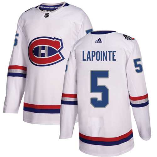 Men's Adidas Montreal Canadiens #5 Guy Lapointe White Authentic 2017 100 Classic Stitched NHL Jersey