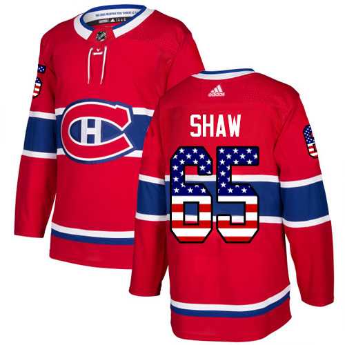 Men's Adidas Montreal Canadiens #65 Andrew Shaw Red Home Authentic USA Flag Stitched NHL Jersey