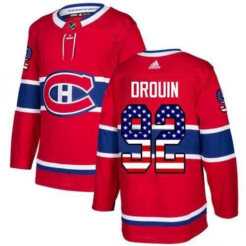 Men's Adidas Montreal Canadiens #92 Jonathan Drouin Red Home Authentic USA Flag Stitched NHL Jersey