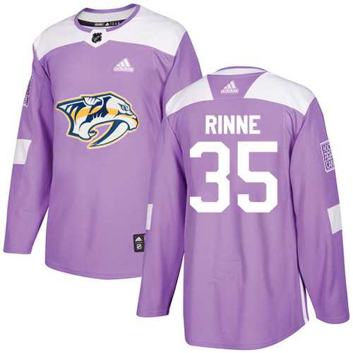 Men's Adidas Nashville Predators #35 Pekka Rinne Purple Authentic Fights Cancer Stitched NHL