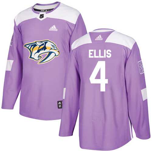 Men's Adidas Nashville Predators #4 Ryan Ellis Purple Authentic Fights Cancer Stitched NHL