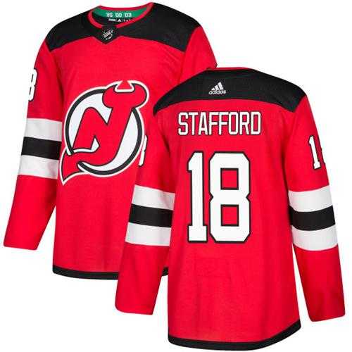 Men's Adidas New Jersey Devils #18 Drew Stafford Red Home Authentic Stitched NHL Jersey