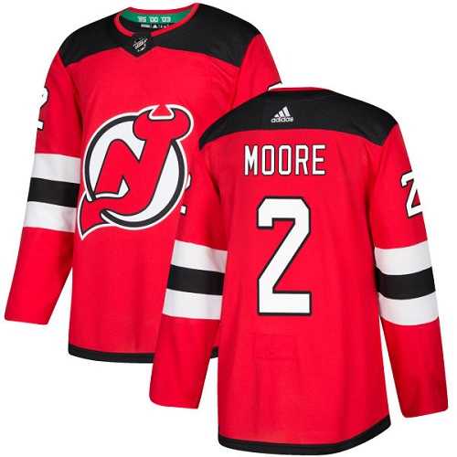 Men's Adidas New Jersey Devils #2 John Moore Red Home Authentic Stitched NHL Jersey