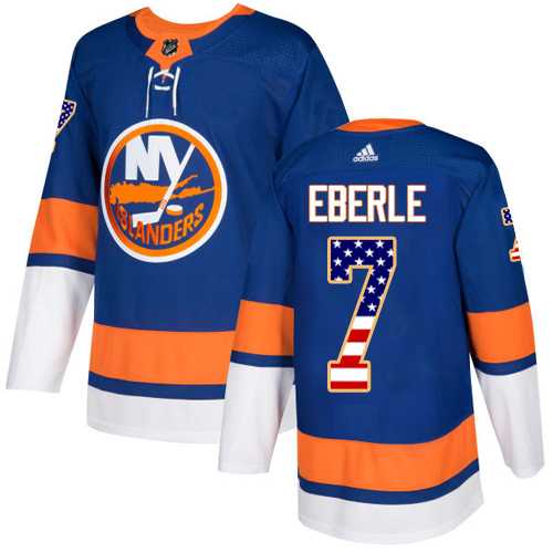 Men's Adidas New York Islanders #7 Jordan Eberle Royal Blue Home Authentic USA Flag Stitched NHL Jersey
