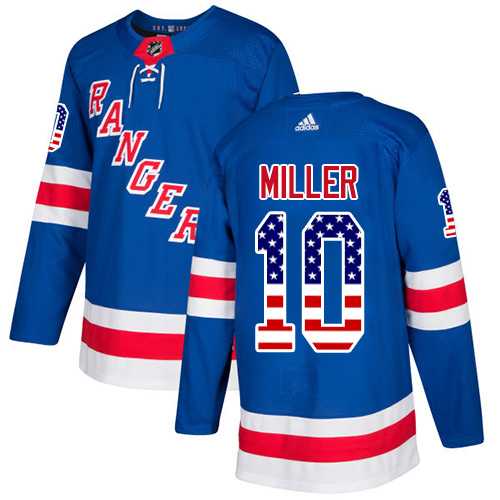 Men's Adidas New York Rangers #10 J.T. Miller Royal Blue Home Authentic USA Flag Stitched NHL Jersey