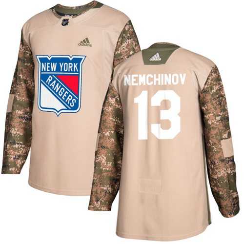 Men's Adidas New York Rangers #13 Sergei Nemchinov Camo Authentic 2017 Veterans Day Stitched NHL Jersey