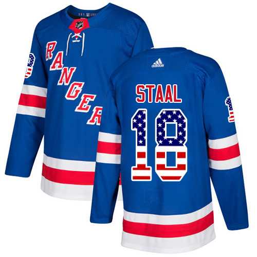 Men's Adidas New York Rangers #18 Marc Staal Royal Blue Home Authentic USA Flag Stitched NHL Jersey