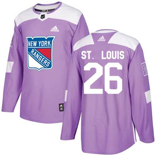 Men's Adidas New York Rangers #26 Martin St.Louis Purple Authentic Fights Cancer Stitched NHL