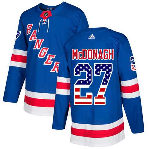 Men's Adidas New York Rangers #27 Ryan McDonagh Royal Blue Home Authentic USA Flag Stitched NHL Jersey