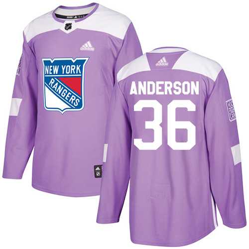 Men's Adidas New York Rangers #36 Glenn Anderson Purple Authentic Fights Cancer Stitched NHL