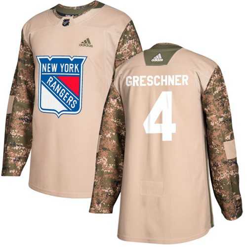 Men's Adidas New York Rangers #4 Ron Greschner Camo Authentic 2017 Veterans Day Stitched NHL Jersey