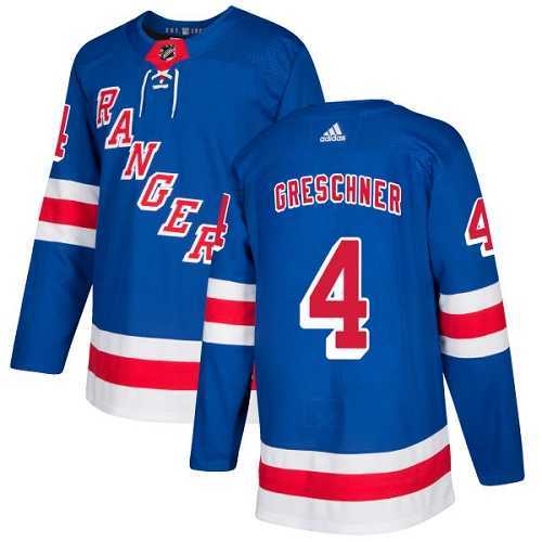 Men's Adidas New York Rangers #4 Ron Greschner Royal Blue Home Authentic Stitched NHL Jersey