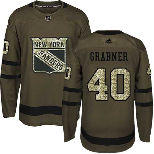Men's Adidas New York Rangers #40 Michael Grabner Green Salute to Service Stitched NHL Jersey