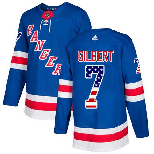 Men's Adidas New York Rangers #7 Rod Gilbert Royal Blue Home Authentic USA Flag Stitched NHL Jersey