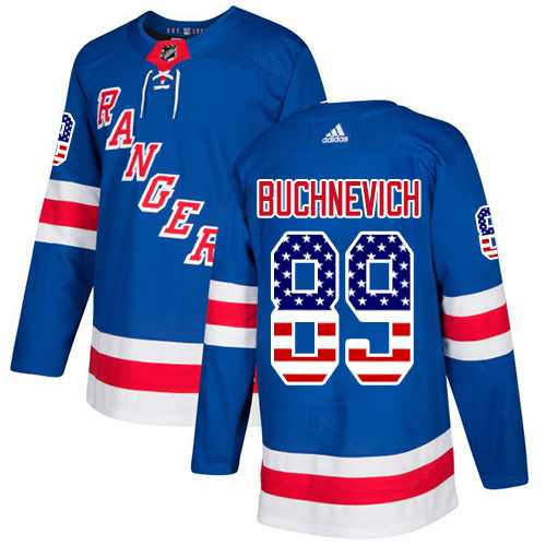 Men's Adidas New York Rangers #89 Pavel Buchnevich Royal Blue Home Authentic USA Flag Stitched NHL Jersey