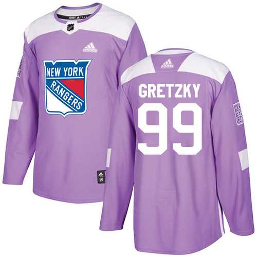 Men's Adidas New York Rangers #99 Wayne Gretzky Purple Authentic Fights Cancer Stitched NHL