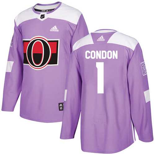 Men's Adidas Ottawa Senators #1 Mike Condon Purple Authentic Fights Cancer Stitched NHL