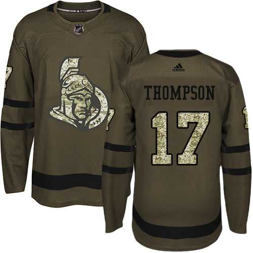Men's Adidas Ottawa Senators #17 Nate Thompson Green Salute to Service Stitched NHL