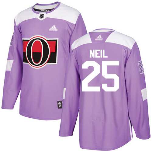 Men's Adidas Ottawa Senators #25 Chris Neil Purple Authentic Fights Cancer Stitched NHL