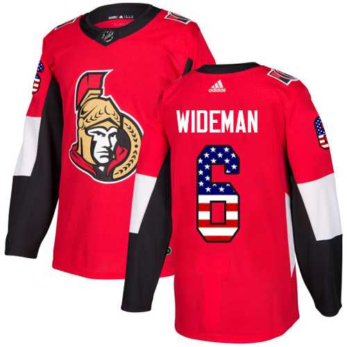 Men's Adidas Ottawa Senators #6 Chris Wideman Red Home Authentic USA Flag Stitched NHL Jersey