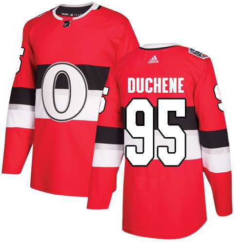 Men's Adidas Ottawa Senators #95 Matt Duchene Red Authentic 2017 100 Classic Stitched NHL Jersey