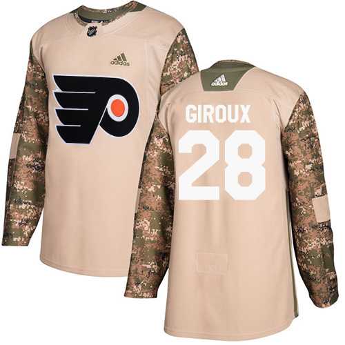 Men's Adidas Philadelphia Flyers #28 Claude Giroux Camo Authentic 2017 Veterans Day Stitched NHL Jersey