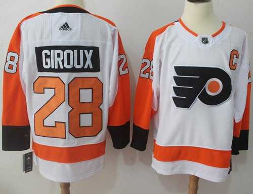 Men's Adidas Philadelphia Flyers #28 Claude Giroux White Road Authentic Stitched NHL Jersey