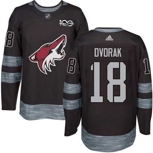 Men's Adidas Phoenix Coyotes #18 Christian Dvorak Black 1917-2017 100th Anniversary Stitched NHL