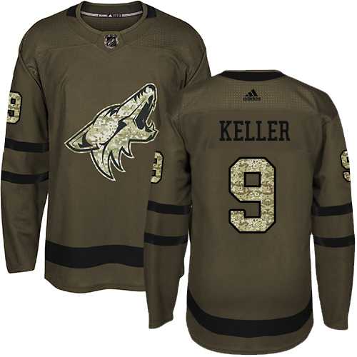 Men's Adidas Phoenix Coyotes #9 Clayton Keller Green Salute to Service Stitched NHL