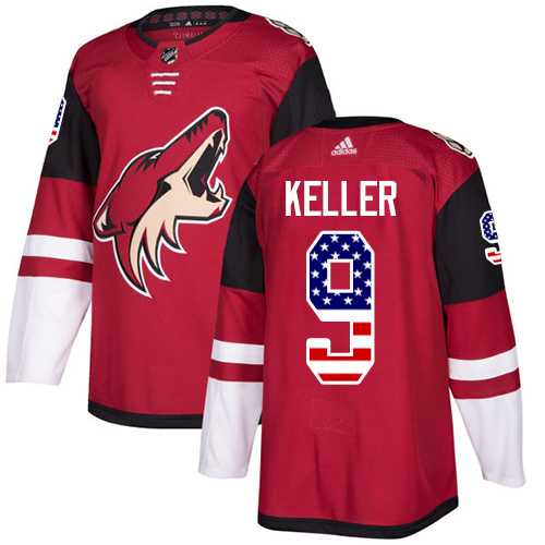 Men's Adidas Phoenix Coyotes #9 Clayton Keller Maroon Home Authentic USA Flag Stitched NHL Jersey