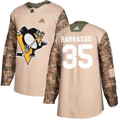 Men's Adidas Pittsburgh Penguins #35 Tom Barrasso Camo Authentic 2017 Veterans Day Stitched NHL Jersey