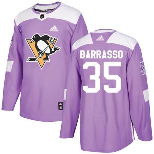 Men's Adidas Pittsburgh Penguins #35 Tom Barrasso Purple Authentic Fights Cancer Stitched NHL
